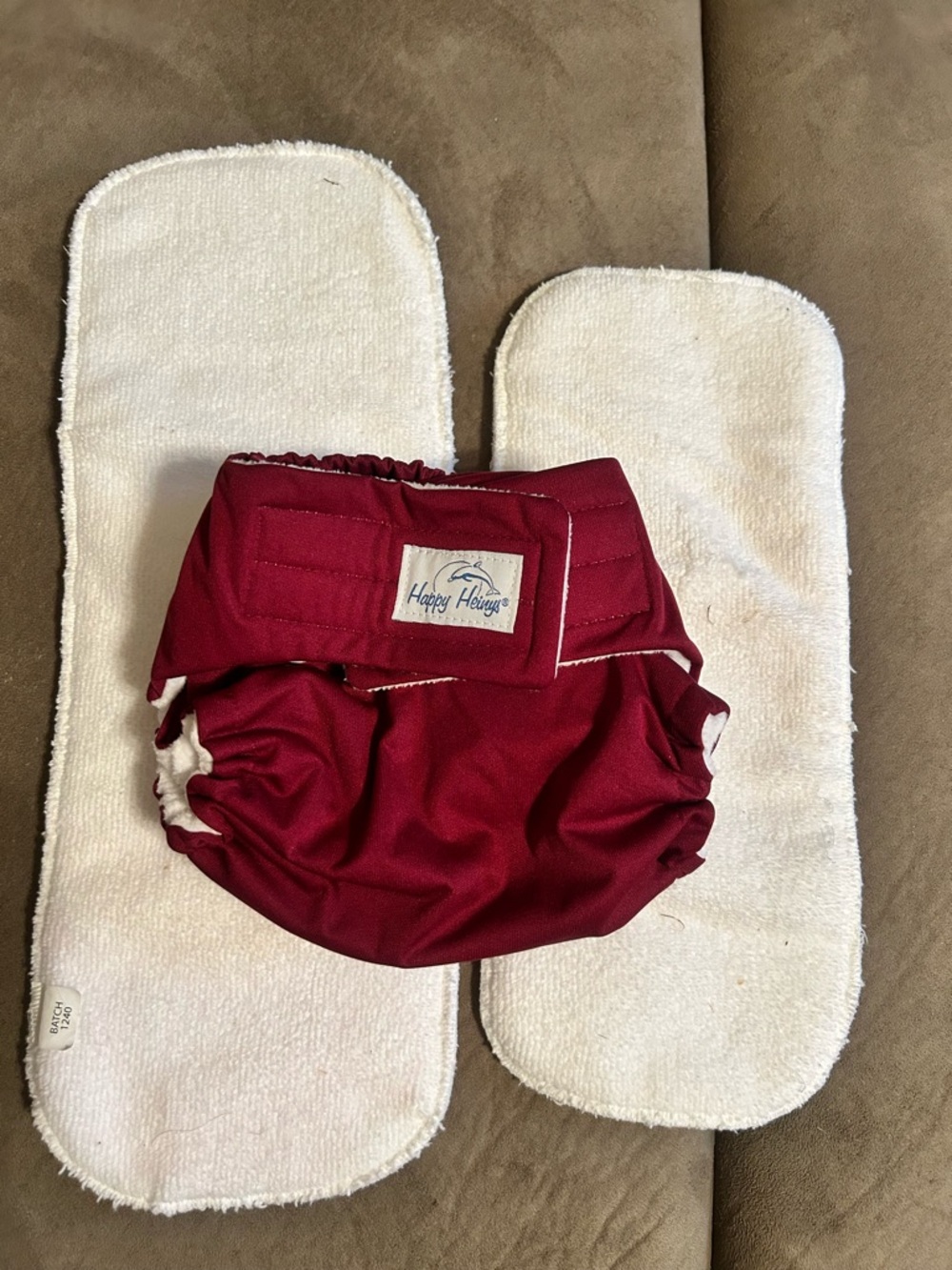 Happy Heinys Burgundy Cloth Diaper Adjustable Set Fits Newborns to Toddlers